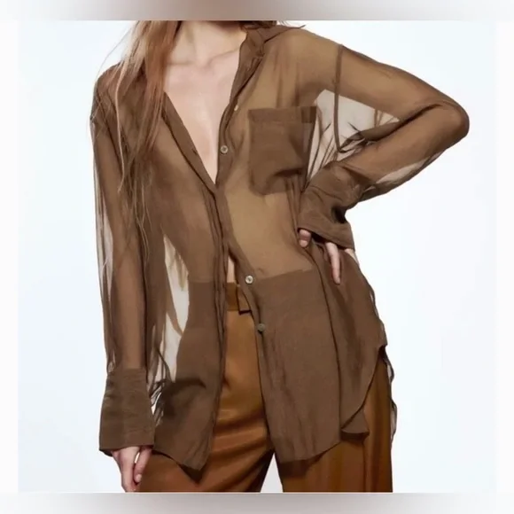 ZARA semi sheer shirt - Picture 1 of 14